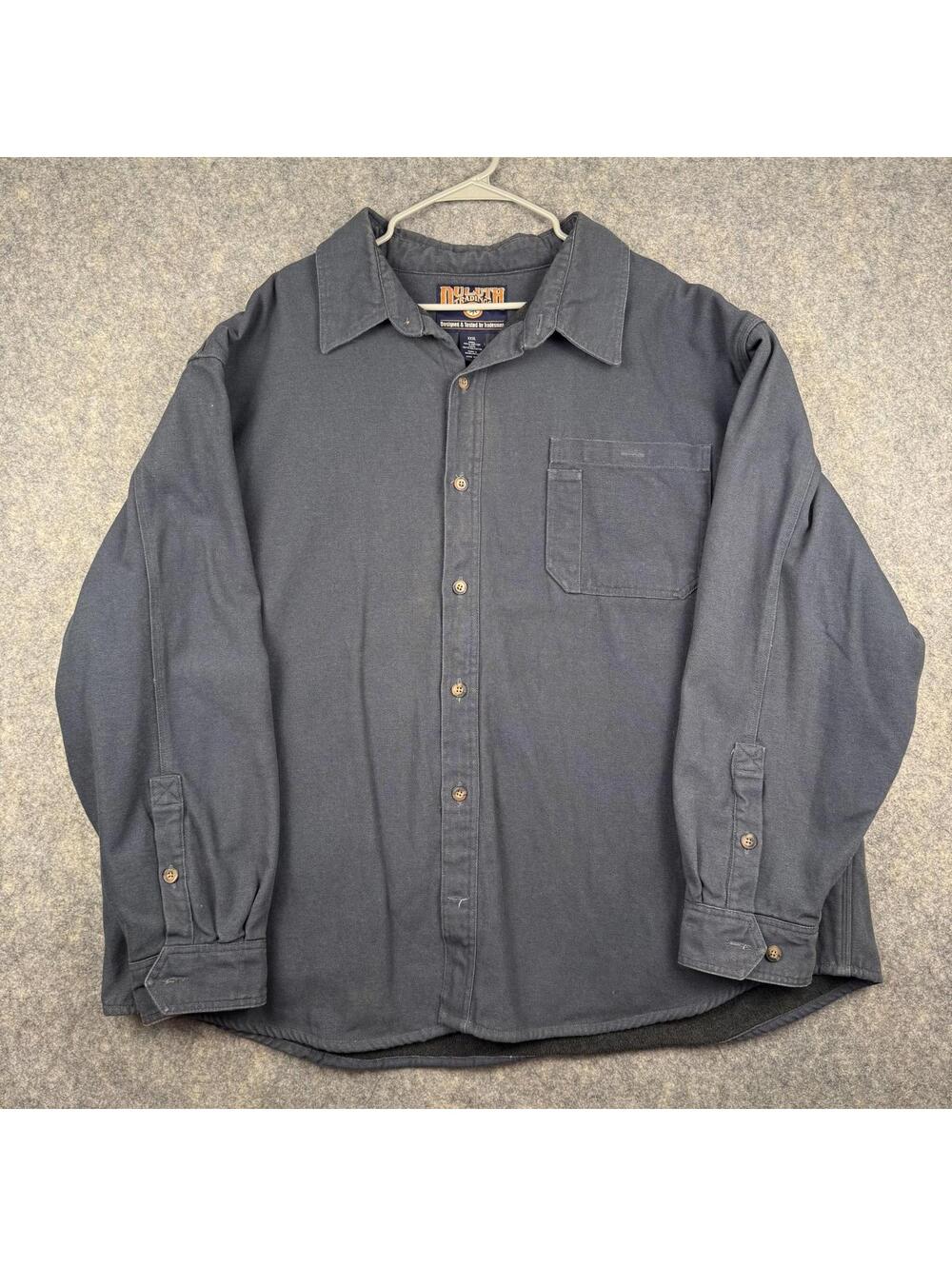 Duluth Trading Men’s Canvas Shirt Jacket Fleece Lining Gray Size 3XL 882